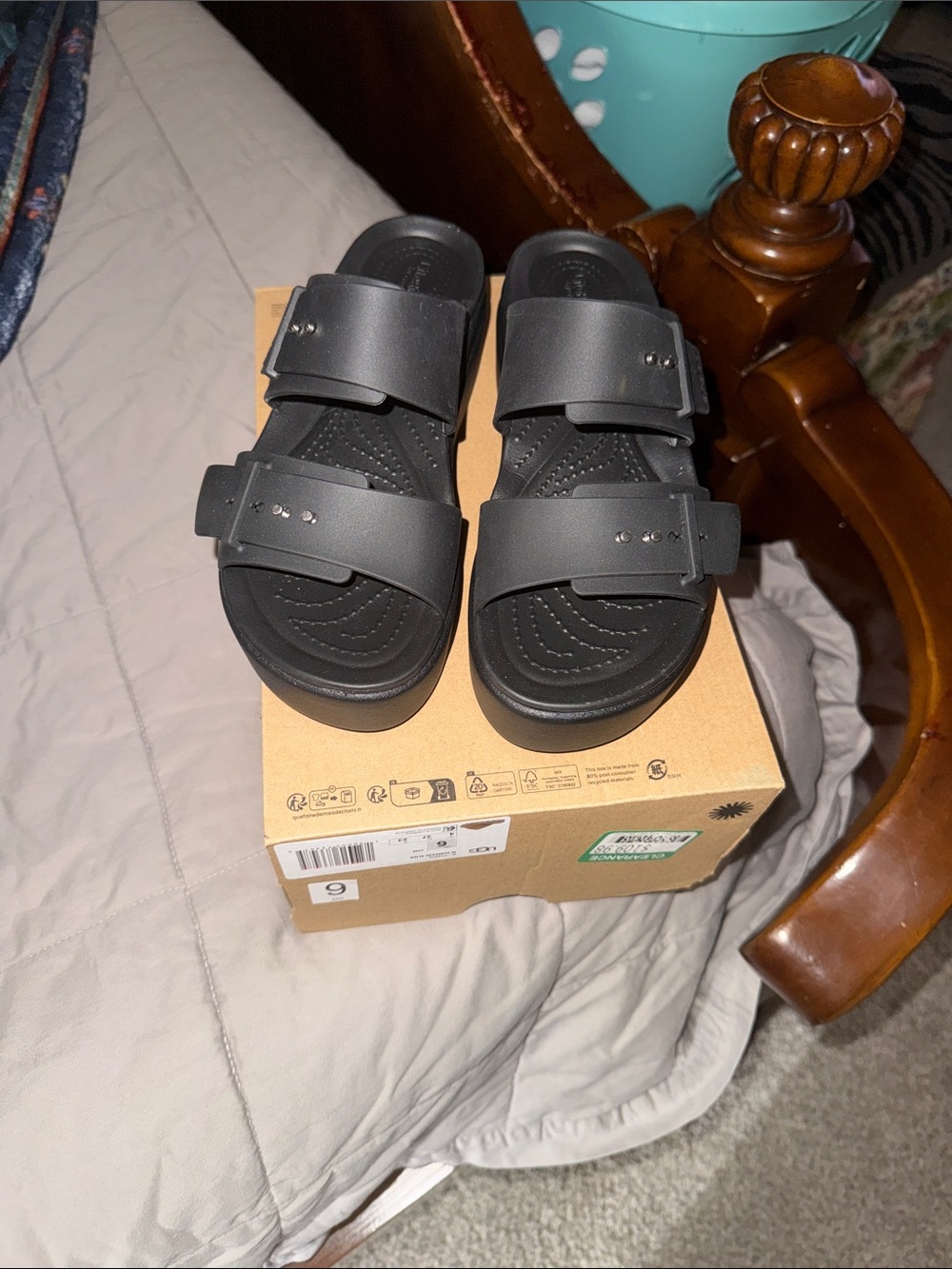 CROCS Black Platform Slide Sandals